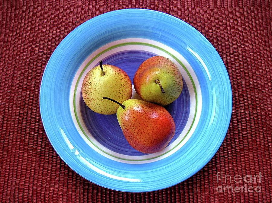 Nature Photograph - Three Pears In A Bowl by Lucyna A M Green