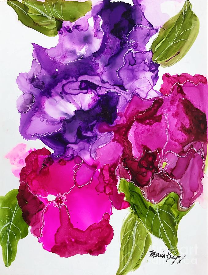 Three Petunias  Painting by Marcia Breznay