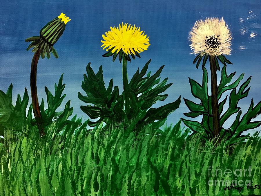 Three Phases Of A  Dandelion Painting Painting by Jeffrey Koss