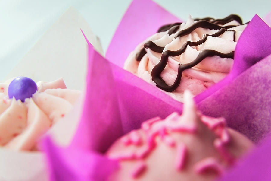 Three Pink Cupcakes by Jeanette Fellows Three Pink Cupcakes by Jeanette Fellows