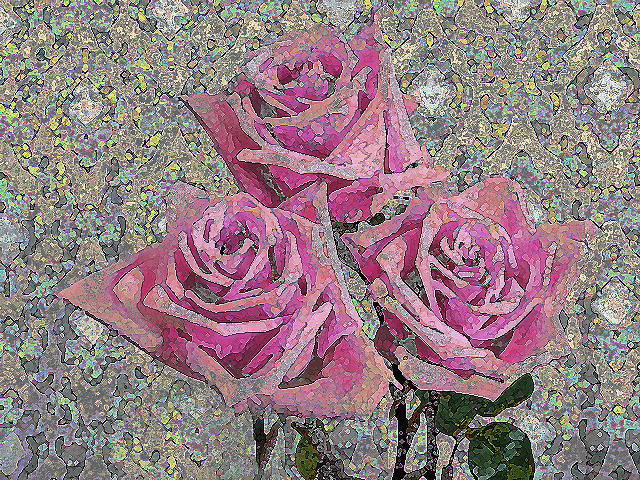 Three Pink Roses Mixed Media by Corinne Carroll