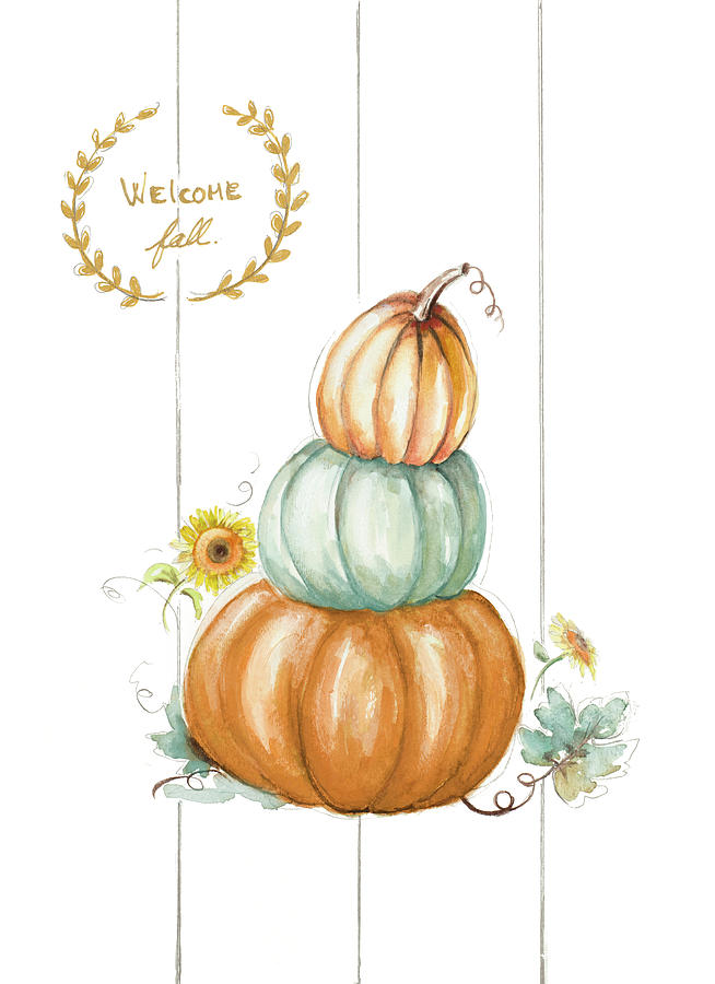 Thanksgiving Mixed Media - Three Pumpkins by Patricia Pinto