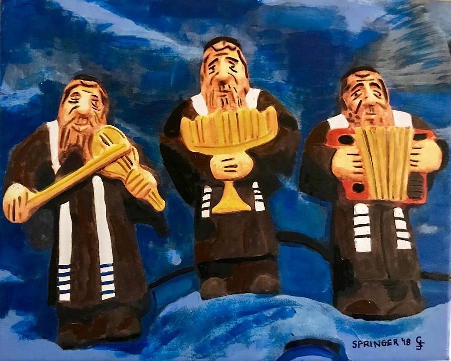 Three Rabbis Painting by Gary Springer
