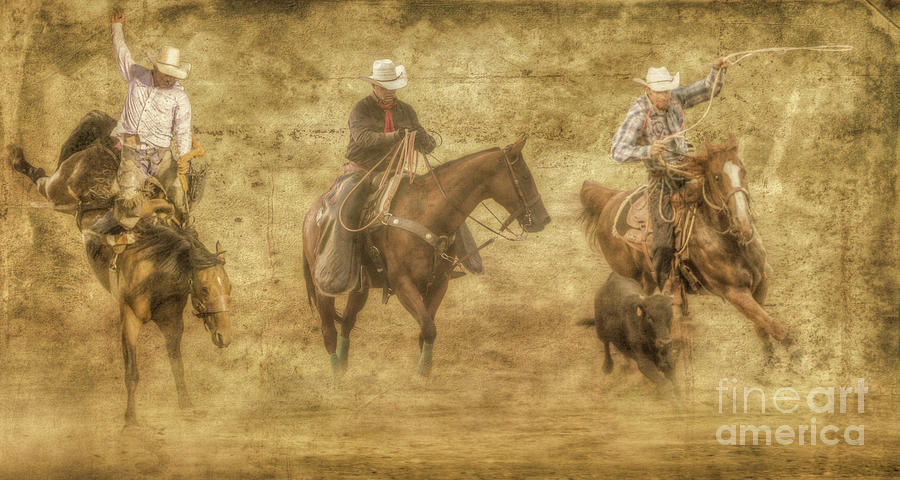 Three Rodeo Cowboys Digital Art