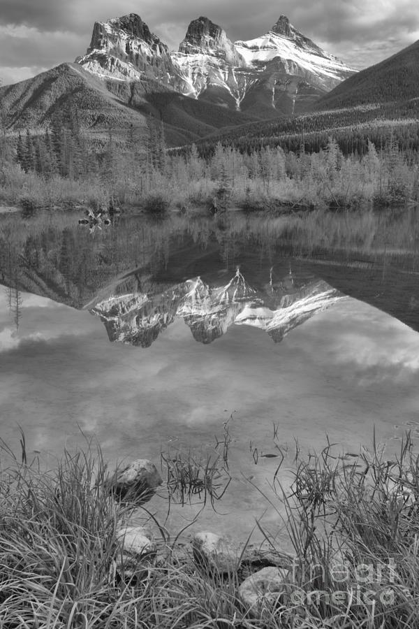 Three Sisters Afternoon Portrait Reflections Black And White Photograph by Adam Jewell