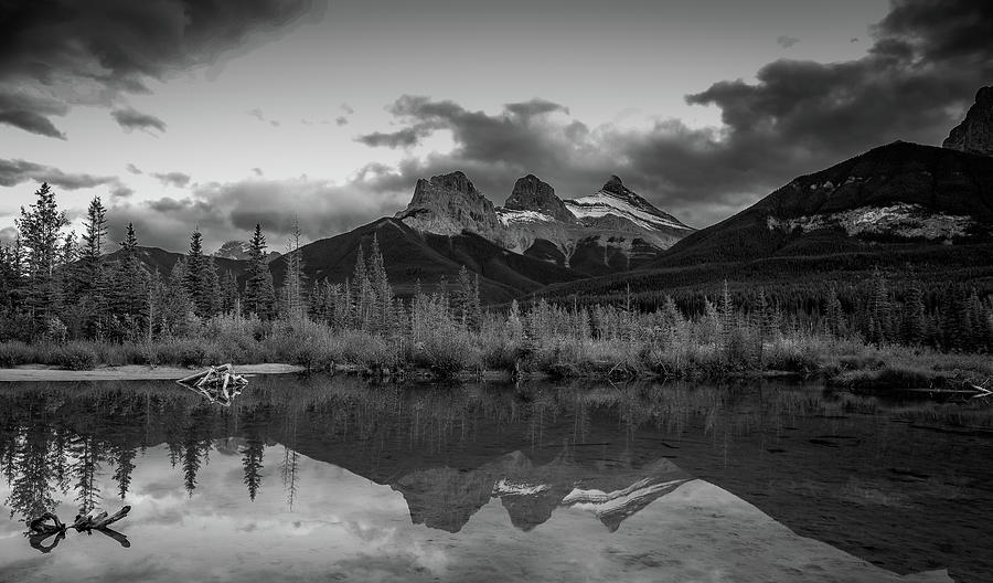 Three Sisters Black And White Reflection Photograph by Dan Sproul