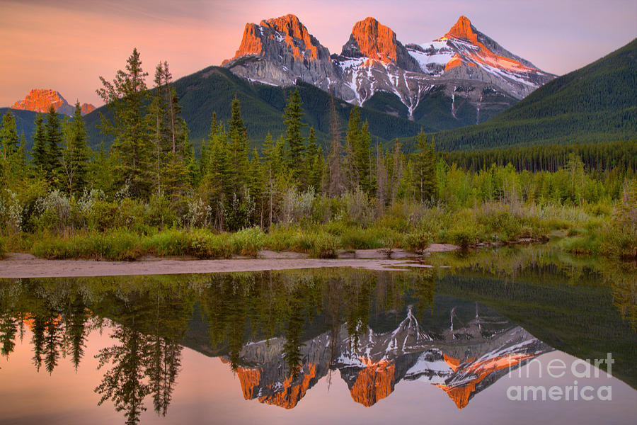 Three Sisters Morning Glow Photograph by Adam Jewell