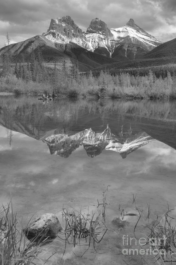 Three Sisters Reflection Portrait Black And White Photograph by Adam Jewell