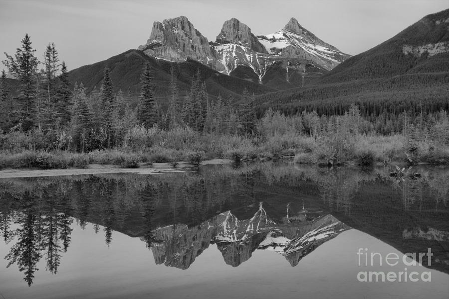 Three Sisters Sunrise Spectacular Black And White Photograph by Adam Jewell