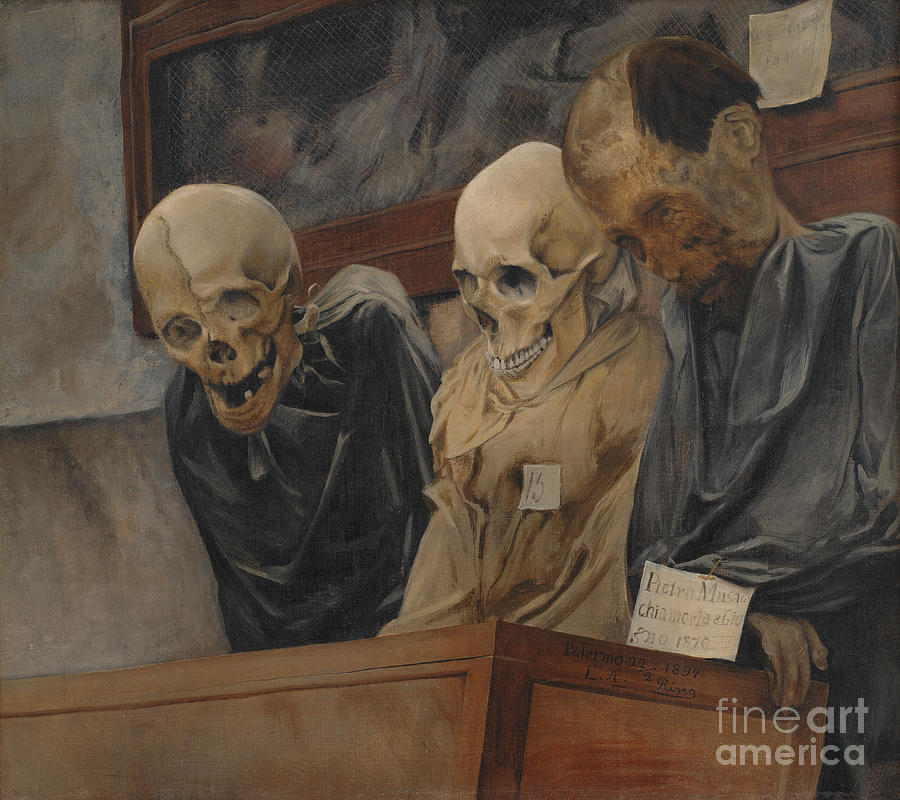 Three Skulls From The Catacombe Dei Drawing by Heritage Images