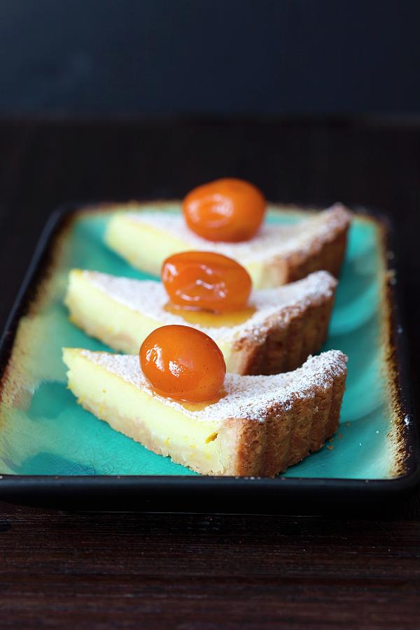 Three Slices Of Citrus Tart For Carnival In Italy Photograph by Yelena Strokin