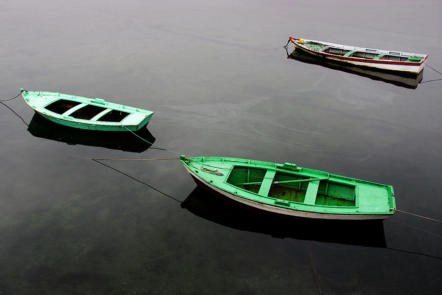 Three Small Fishing Boats Resting Photograph by © Santiago Urquijo
