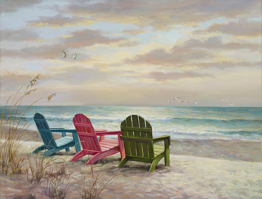 Beach Painting - Three Some by Laurie Snow Hein