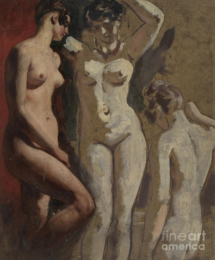 Three standing Female Nudes Painting by William Etty
