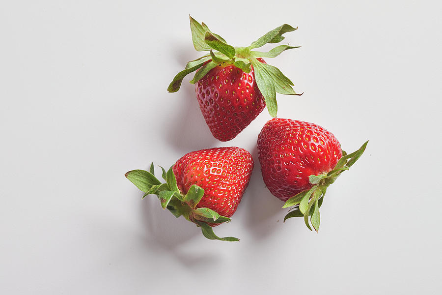 Three strawberries Photograph by Cuisine at Home