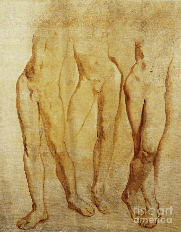 Three Studies Of A Standing Male Nude Painting by Glyn Warren Philpot