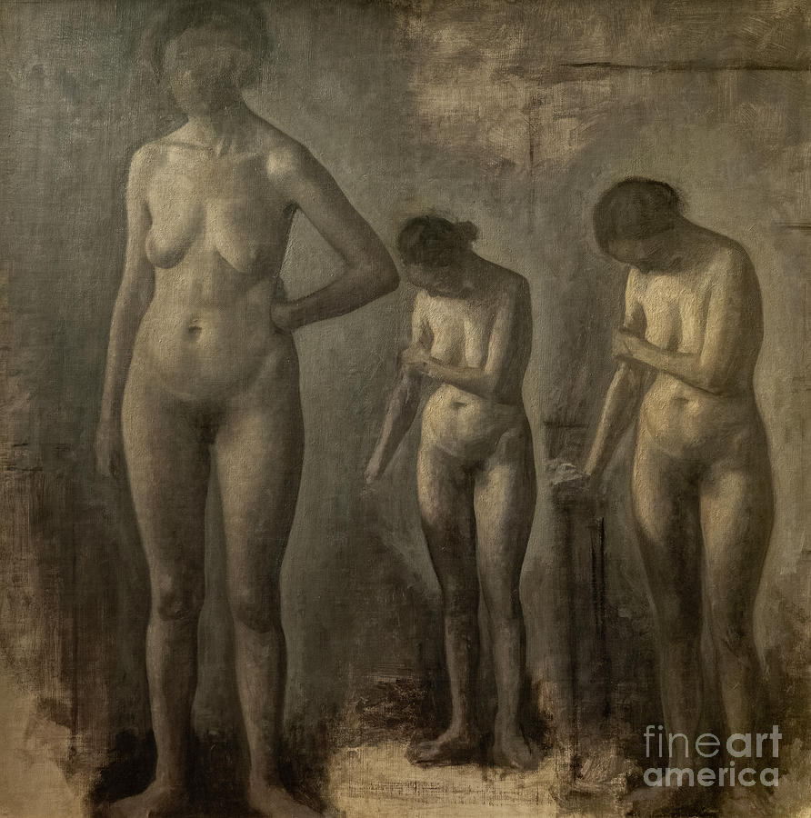 Three Studies Of Female Nude Painting by Vilhelm Hammershoi