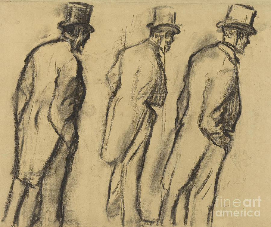 Three Studies of Ludovic Halevy Standing Drawing by Edgar Degas