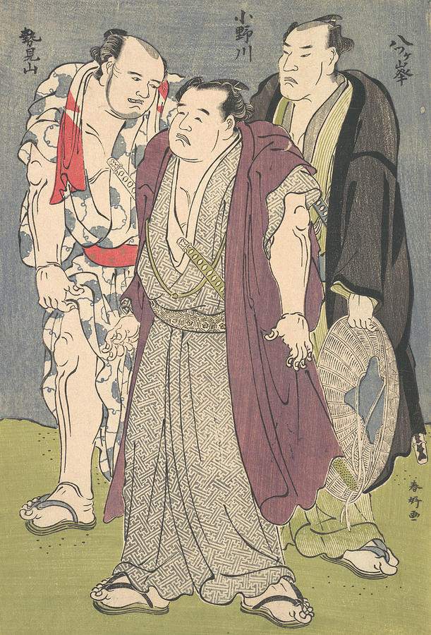 Three Sumo Wrestlers - Onogawa, Seimiyama, and Yatsugamine Relief by Katsukawa Shunko