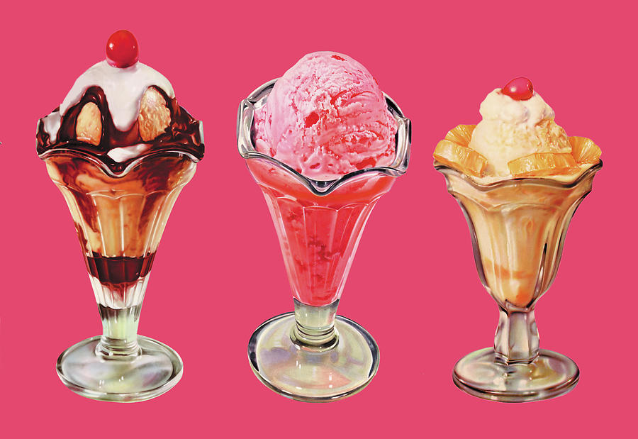 Three Sundaes Painting by Unknown