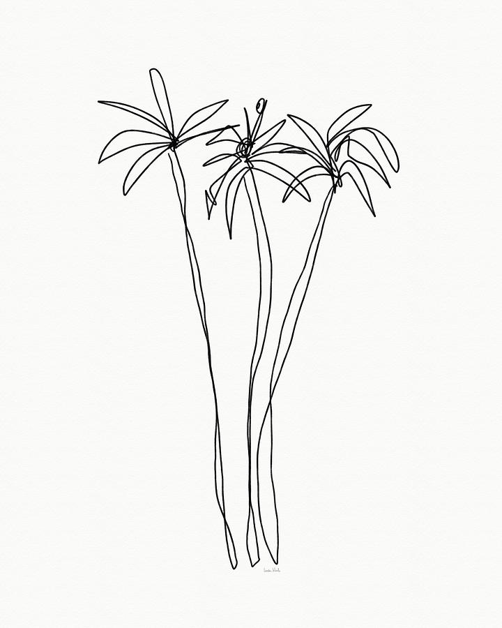Tree Drawing - Three Tall Palm Trees- Art by Linda Woods by Linda Woods