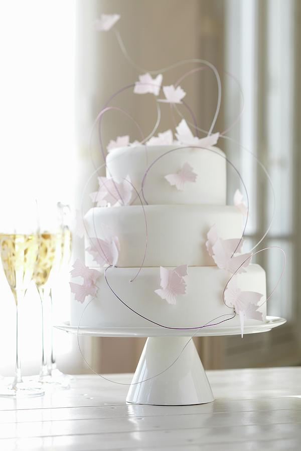 Three-tier Wedding Cake With Paper Butterflies Photograph by Atelier Mai 98