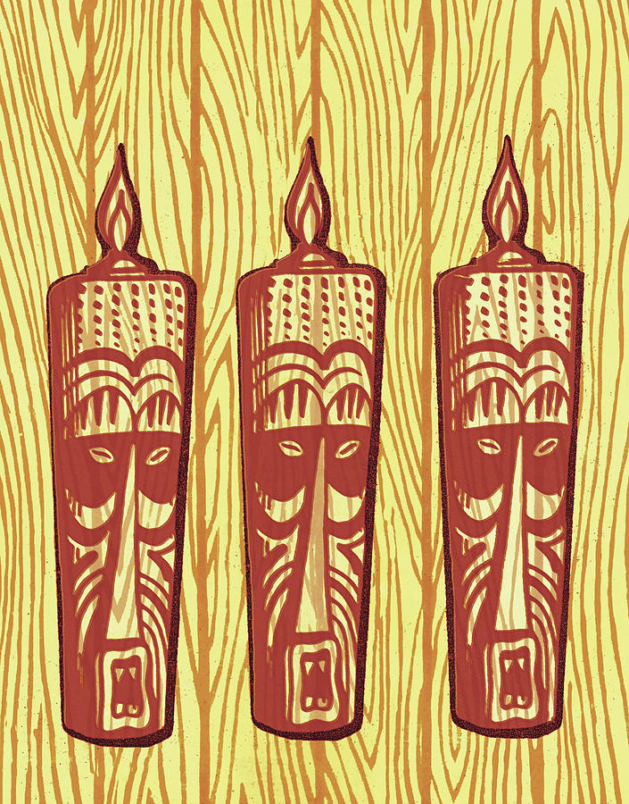 Summer Drawing - Three Tiki Figures by CSA Images