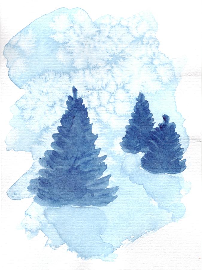 Three Trees Painting by Oksana Knisel