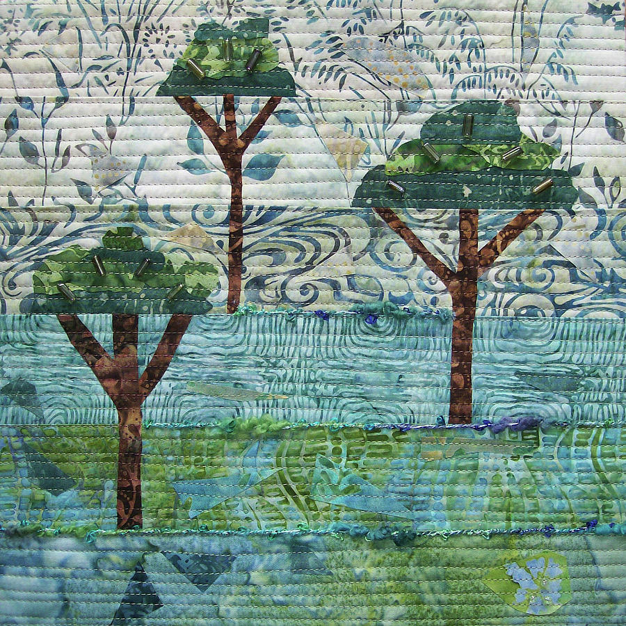 Three Trees Tapestry - Textile by Pam Geisel