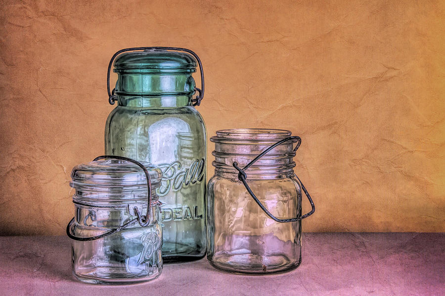 Jar Photograph - Three Vintage Ball Jars by Tom Mc Nemar