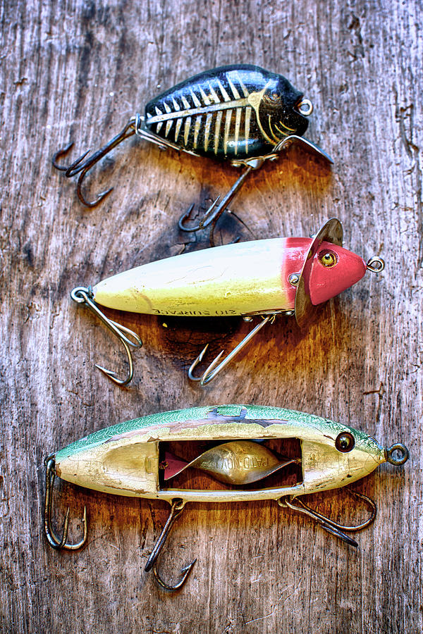 Three Vintage Fishing Lures Photograph by Craig Voth - Pixels