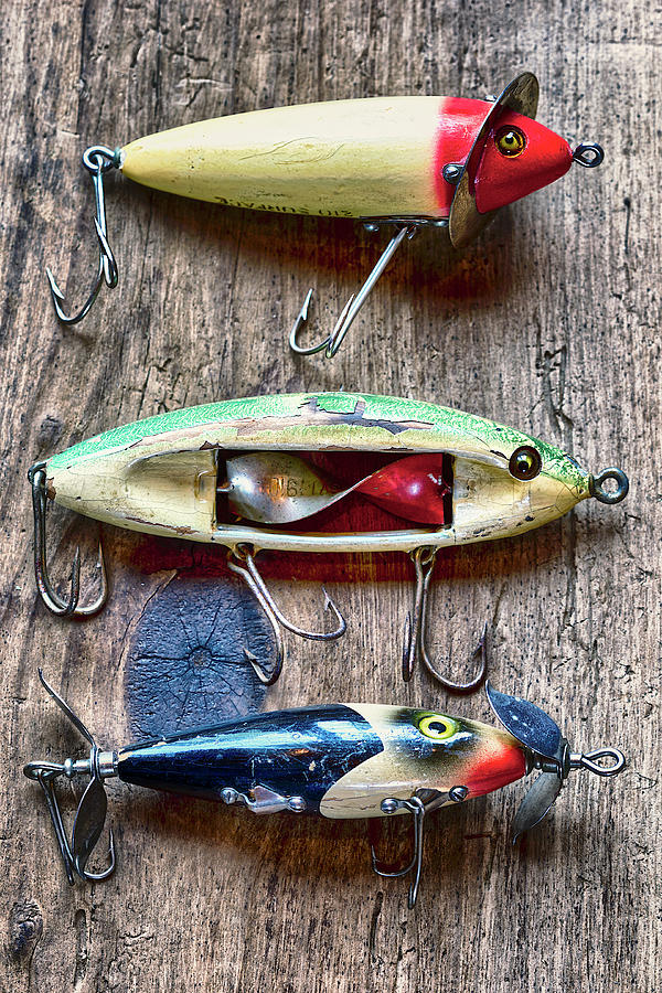 Three Vintage Fishing Tackle Photograph by Craig Voth - Fine Art America