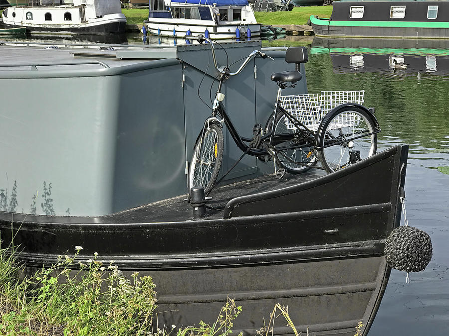 Three Wheel Bicycle On House Boat by Gill Billington