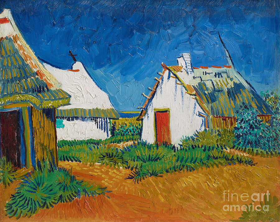Three White Cottages In Saintes Maries, 1888 Painting by Vincent Van Gogh