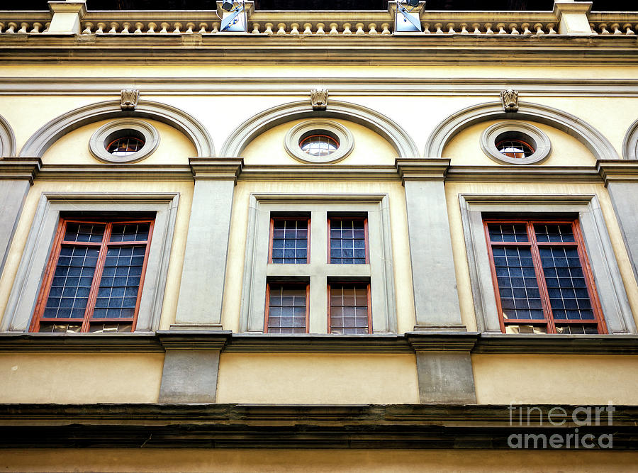 Three Windows at Palazzo Strozzi in Florence Photograph by John Rizzuto