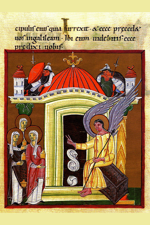 Three women at the empty grave of Christ Painting by Unknown Three women at the empty grave of Christ Painting by Unknown