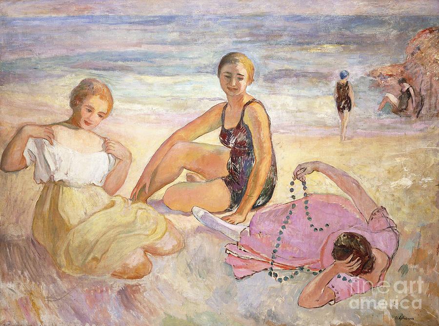 Three Women On The Beach, Trois Femmes A La Plage Painting by Henri Lebasque