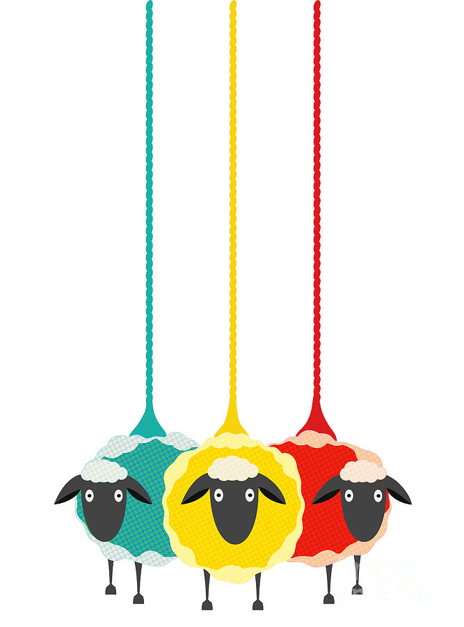 Wool Digital Art - Three Yarn Sheep. Vector Eps10 Graphic by Popmarleo Wool Digital Art - Three Yarn Sheep. Vector Eps10 Graphic by Popmarleo