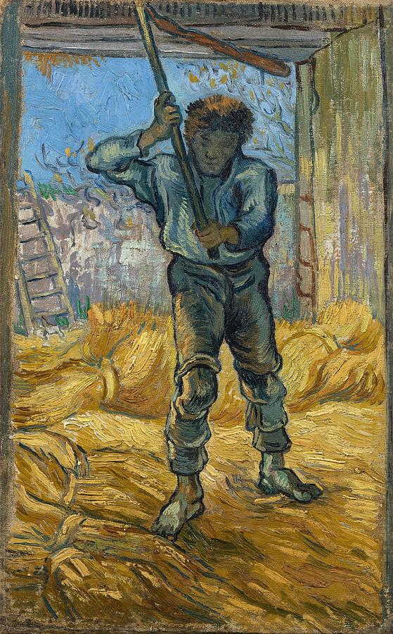 Thresher -after Millet-. Painting by Vincent van Gogh -1853-1890-