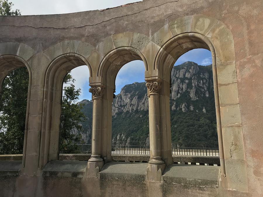 Through the Arches to Montserrat Photograph by Cindy Bale Tanner