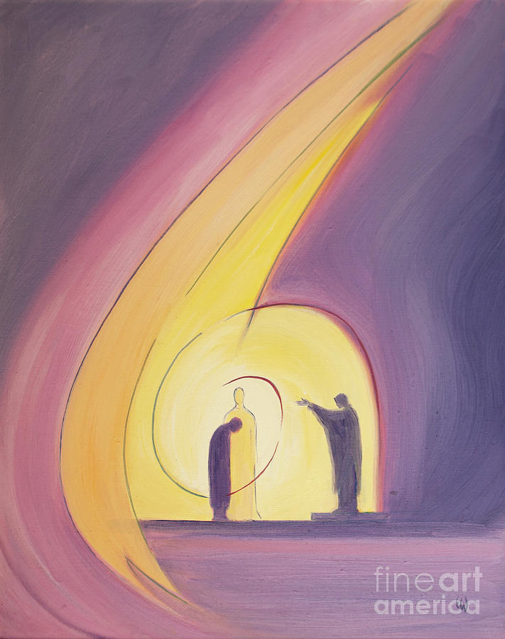 Through The Blessing At The End Of Mass We Are Enfolded In The Life Of The Holy Trinity Painting by Elizabeth Wang