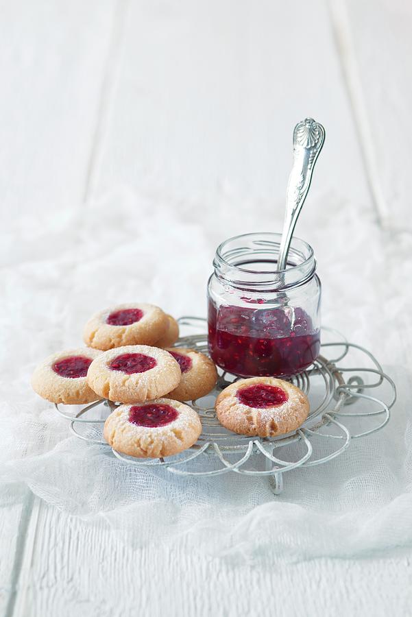 Thumbprint Cookies With Jam Photograph by Alena Hrbkov