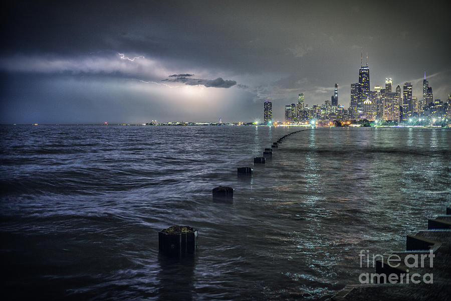 Chicago Photograph - Thunder and Lightning in The Dark City by Bruno Passigatti