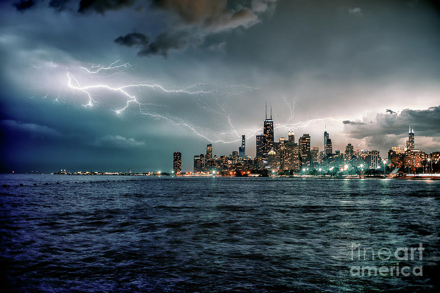 Chicago Photograph - Thunder and Lightning in the Dark City II by Bruno Passigatti