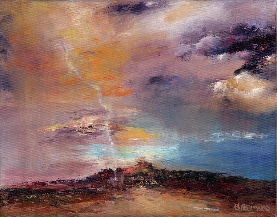 Mountain Painting - Thunder and  Rain by Nancy Basinski