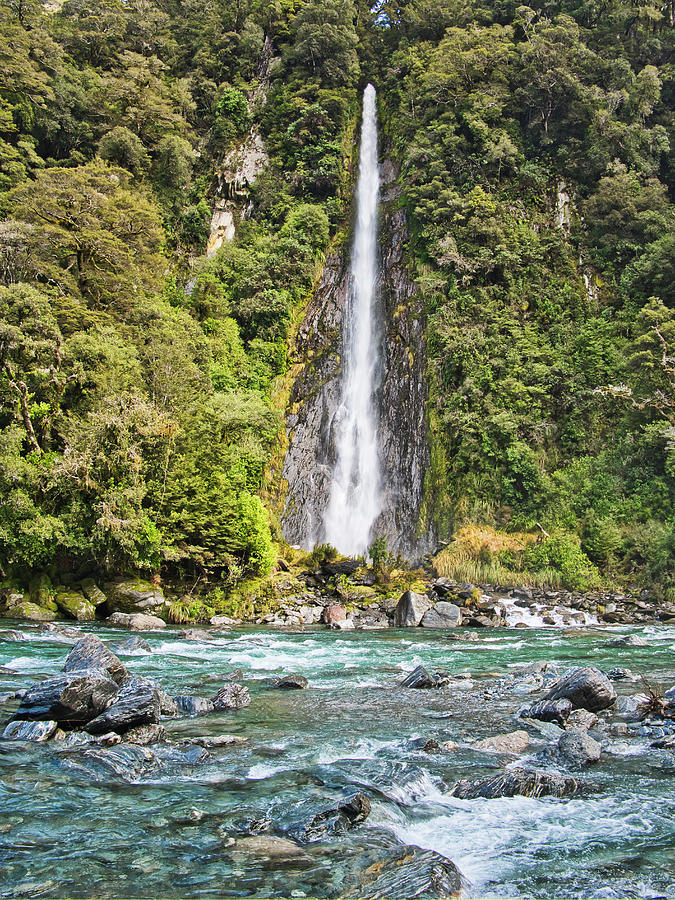 Thunder Creek Falls - New Zealand Photograph by Steven Ralser