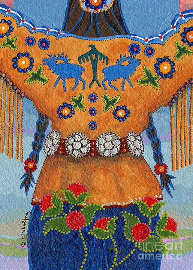 Native American Painting - Thunder Girl Fall by Chholing Taha