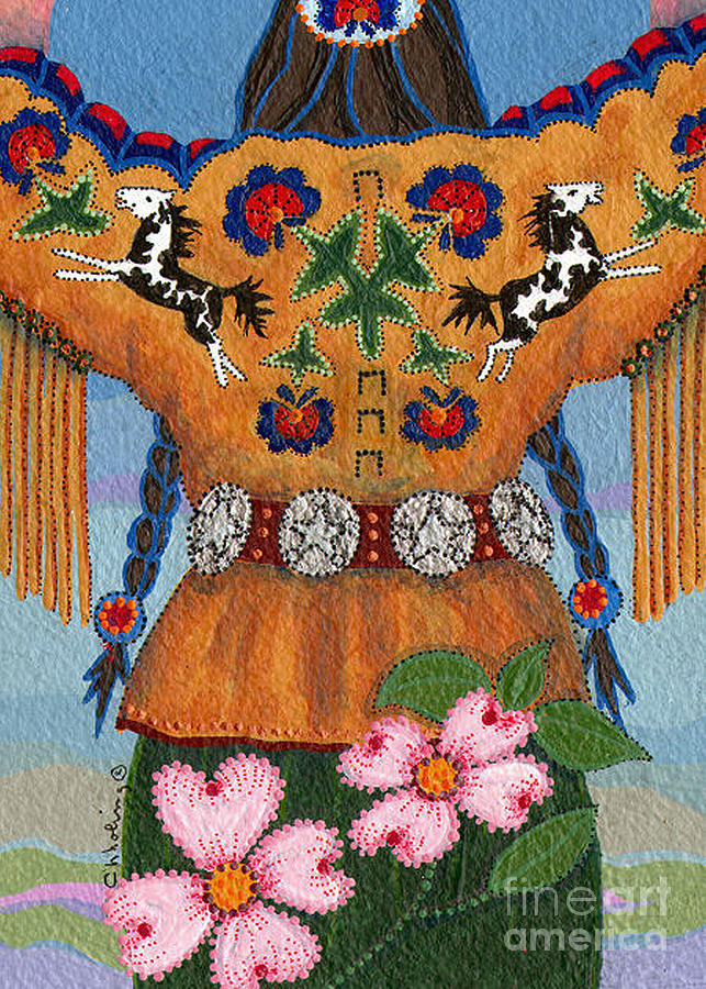 Native American Painting - Thunder Girl Spring by Chholing Taha