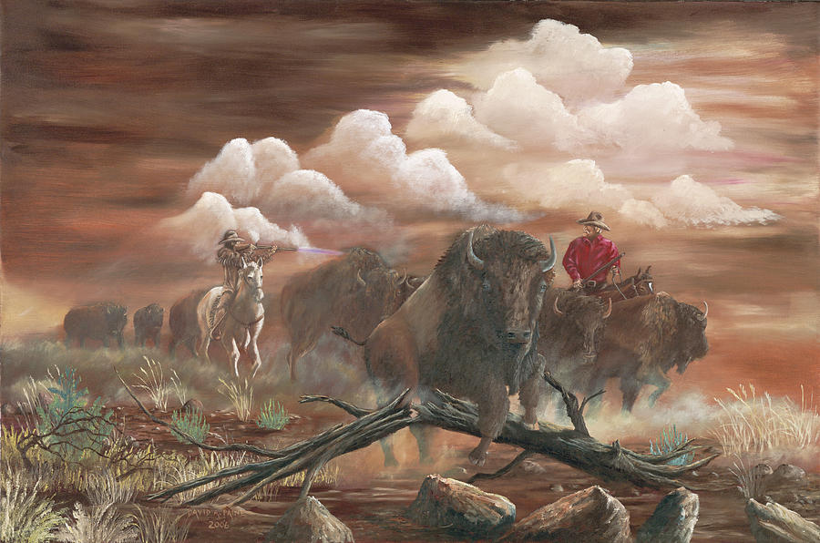 Buffalo Painting - Thundering Herd by David A Paine