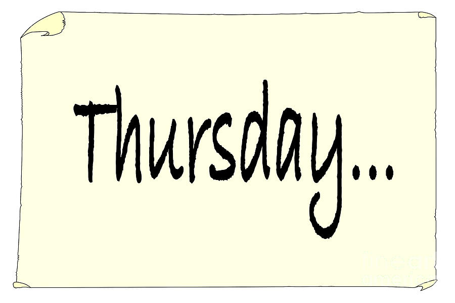 Thursday Paper Message Sticker on a White Background Digital Art by ...